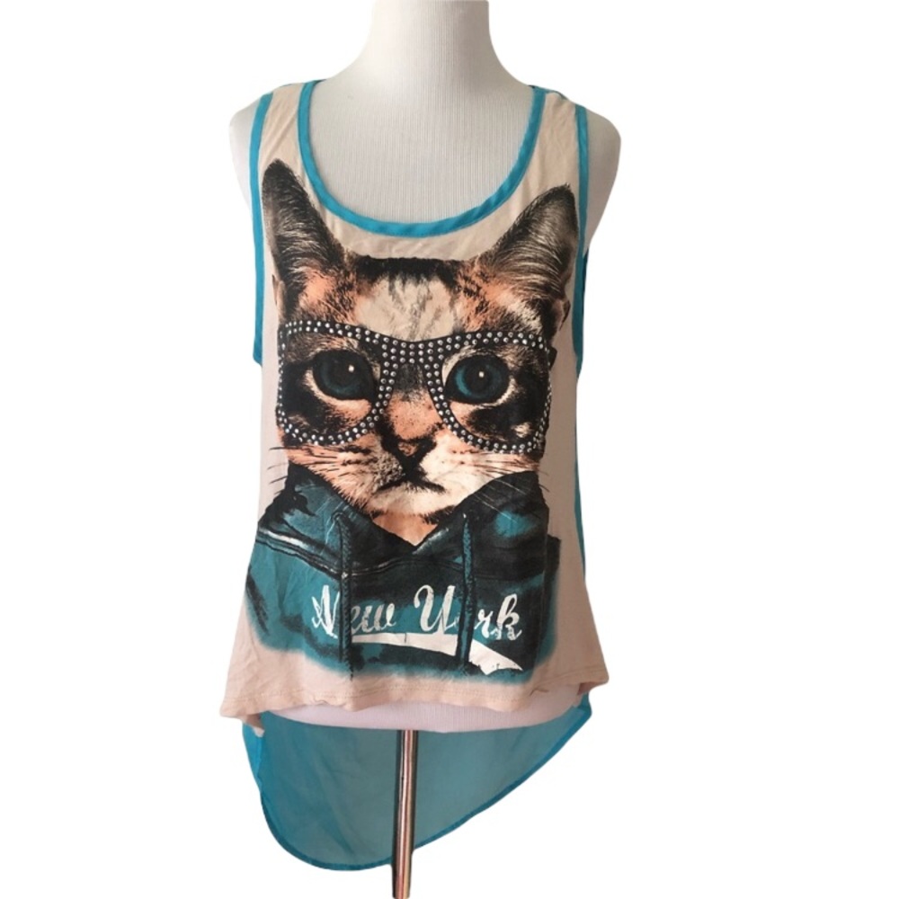 Cat tank top Love J New York Graphic Cat Tank Top Large